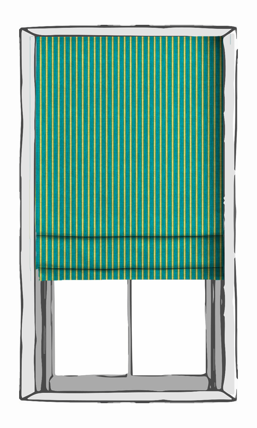 Striped Print Shades (Blue/ Green) for Living, Bedroom, Kitchen, Bathroom