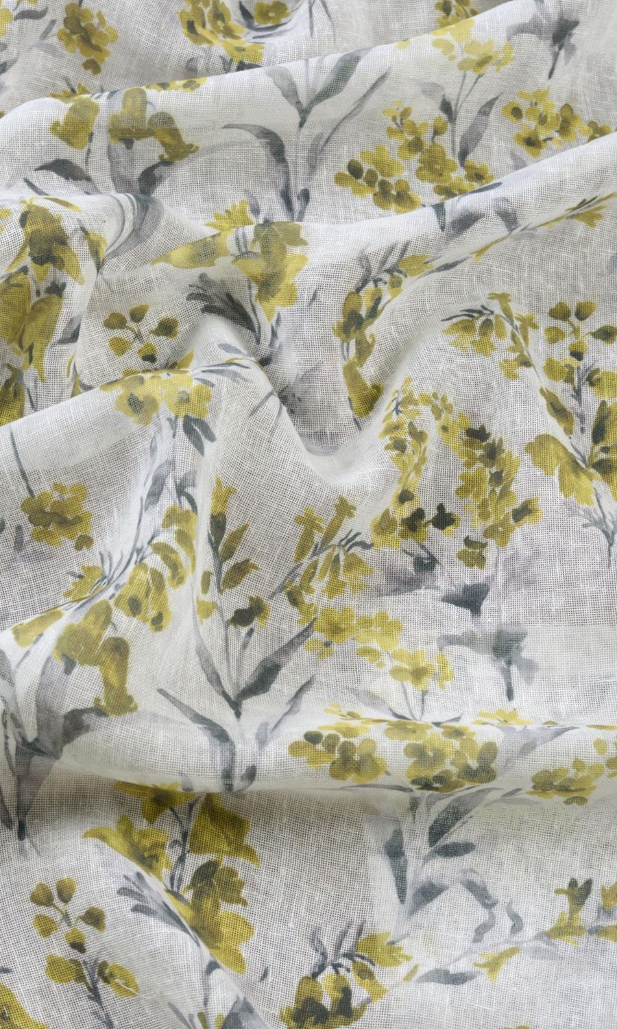 Sheer Floral Print Made-to-Measure Roman Blinds (Yellow/ Gray)