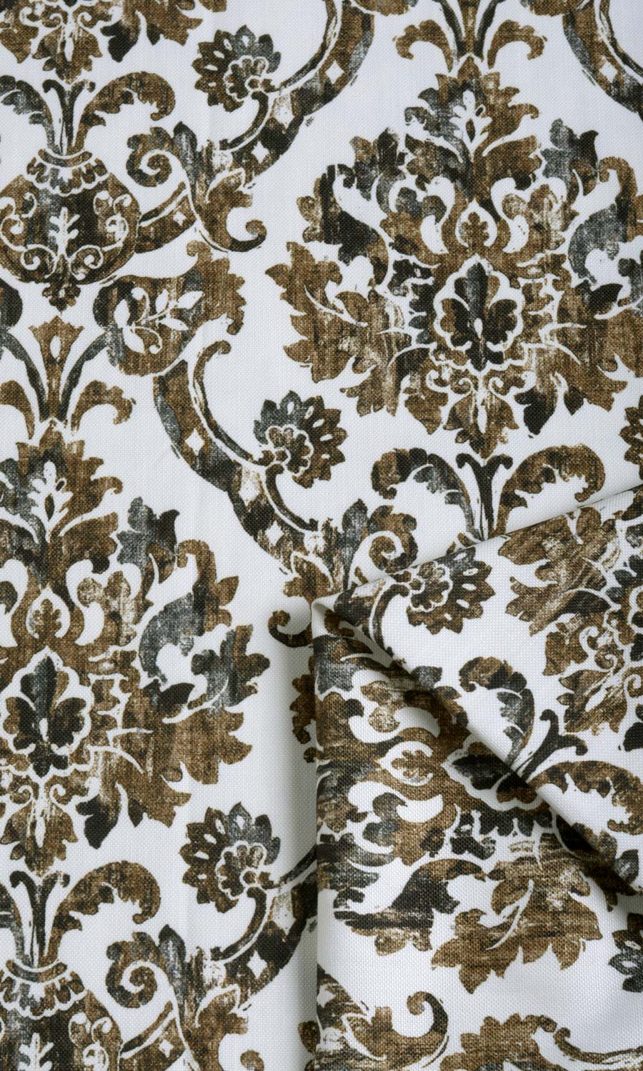 Damask Print Home Textile Fabric Material Sample (Brown/ Grey)