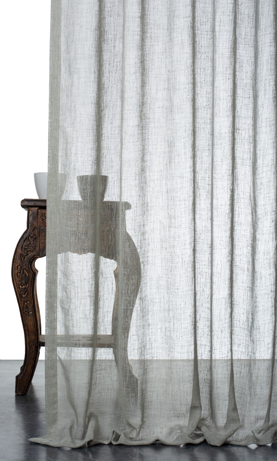 Textured Sheer Window Treatments Fabric By the Metre (Dove Grey)