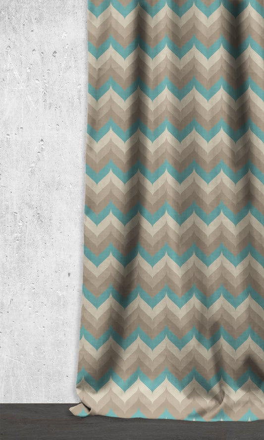 Light Blocking Home Décor Fabric By the Metre (Cream/ Grey/ Blue)