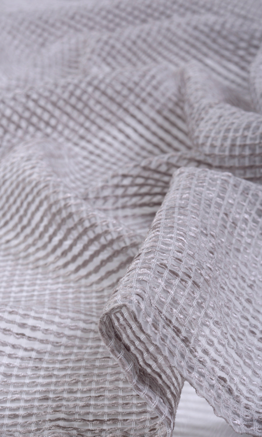 Check Weave Sheer Window Treatments Fabric Sample (Grey)
