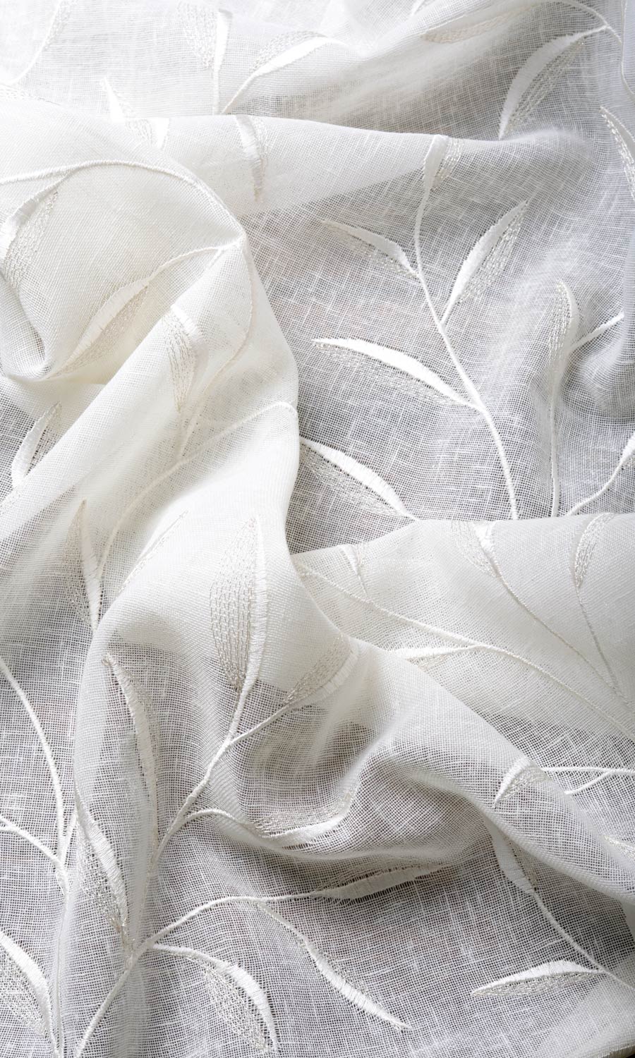 Sheer Floral Embroidery Blinds (White/ Cream) Extra Long Short Wide