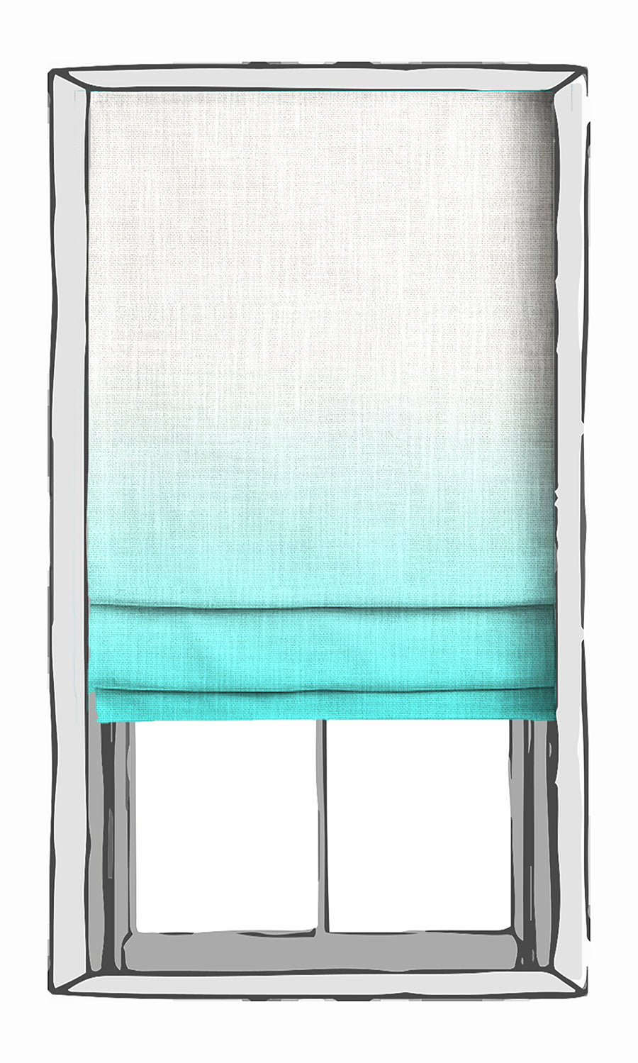 2-Tone Ombre Window Treatments Fabric Sample (White/ Blue)