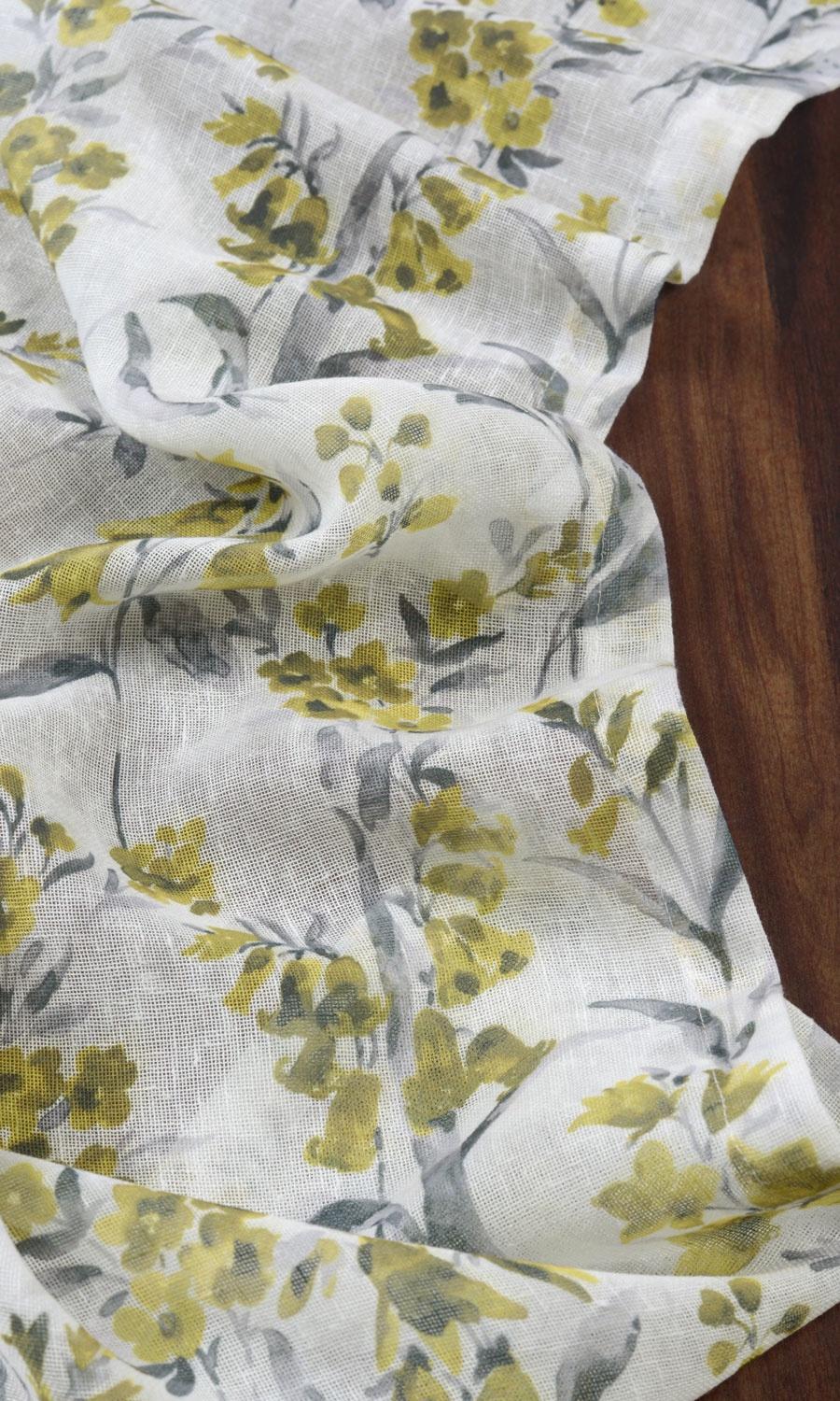 Sheer Floral Print Roman Blinds & Window Shades (Yellow/ Gray)