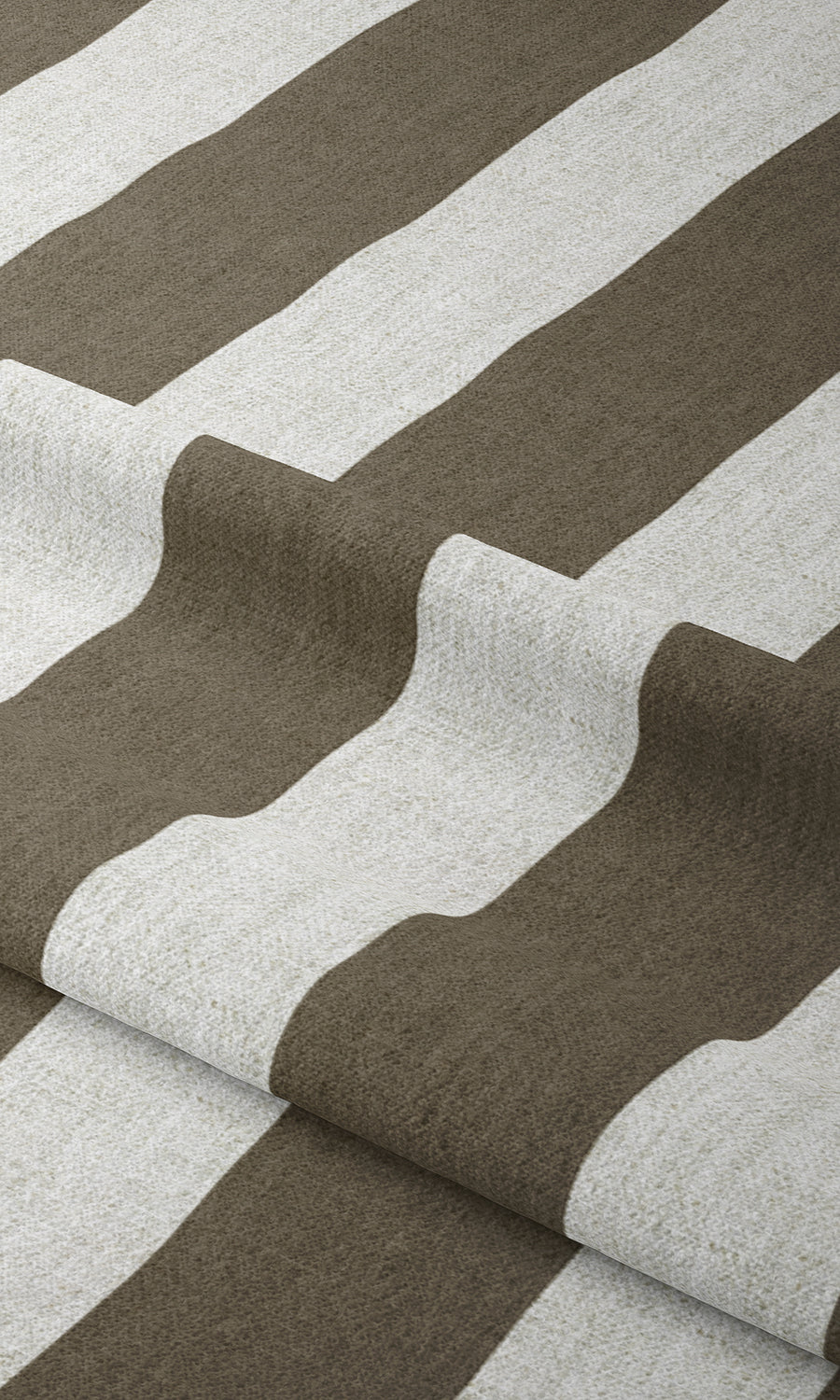 Striped Window Treatments Fabric By the Metre (Cedar Brown/ Ivory)