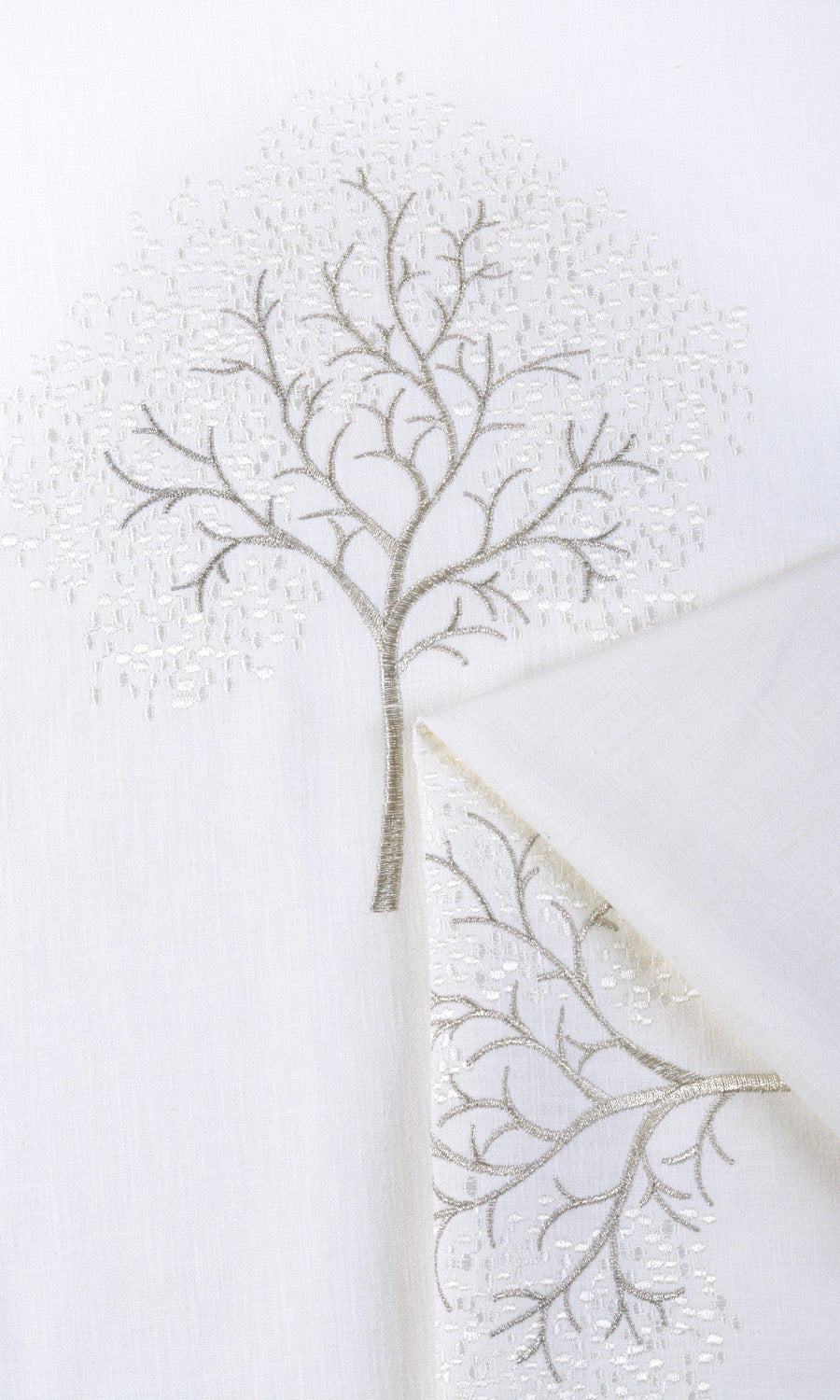 Embroidery Patterned Home Décor Fabric By the Metre (Pure White/ Gray)