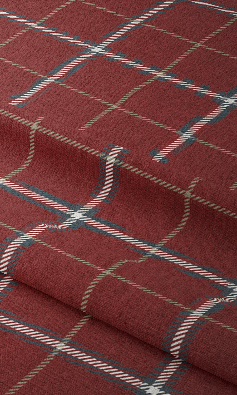 Modern Check Patterned Home Textile Fabric Material Sample (Deep Red)