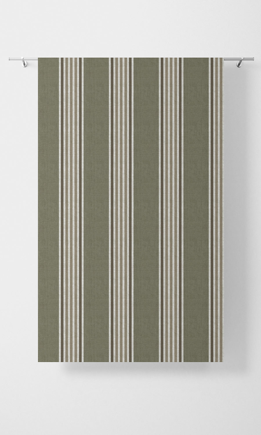 Striped Print Home Textile Fabric Material Sample (Olive Green/ Browns)