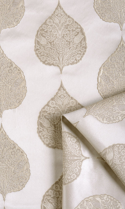 Ogee Patterned Home Décor Fabric By the Metre (Ivory/ Beige)