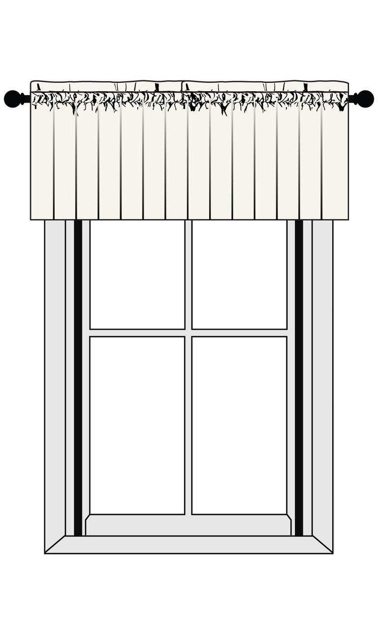 Custom rod pocket valance with header frill