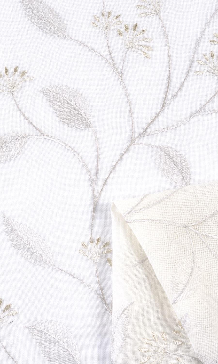 Sheer Floral Embroidered Window Treatments Fabric Sample (White/ Cream)