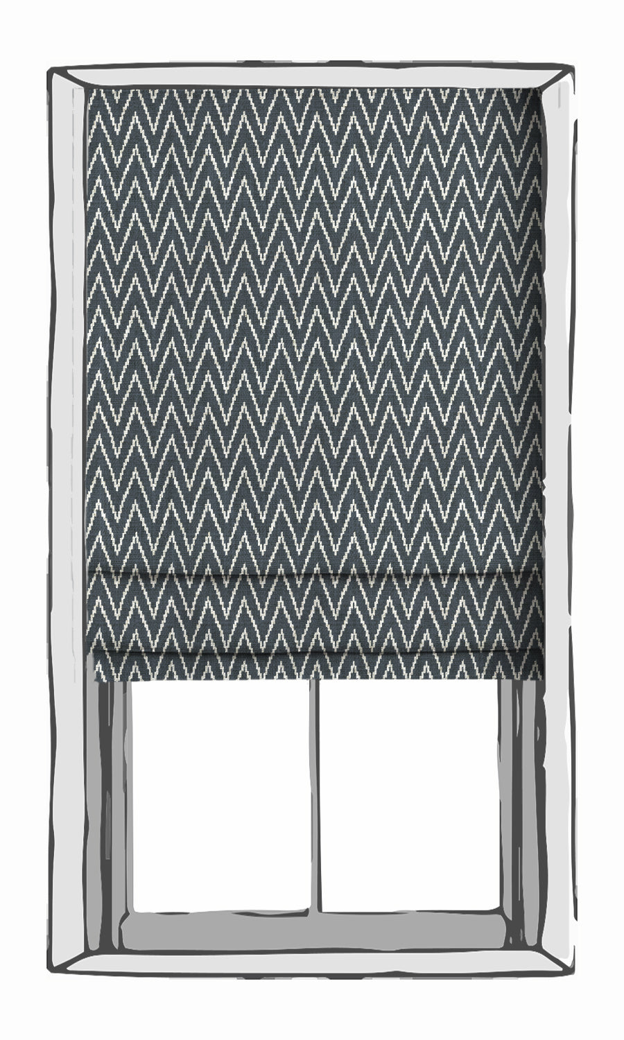 Chevron Print Free Fabric Material Sample (Petrol Blue/ White)
