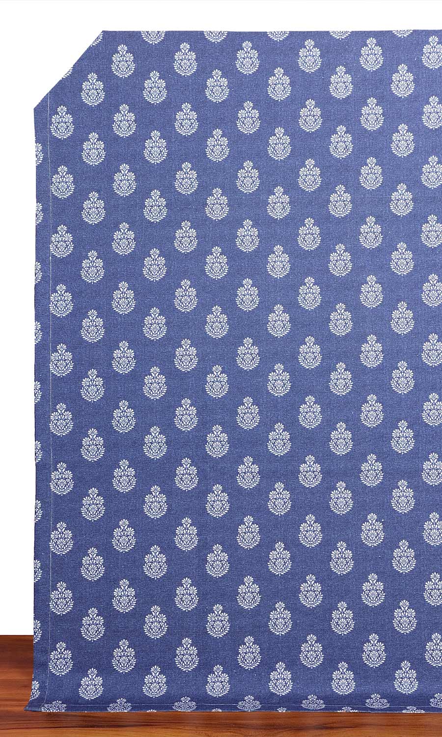 Floral Cotton Fabric Blinds (Blue) for Living, Bedroom, Kitchen, Bathroom