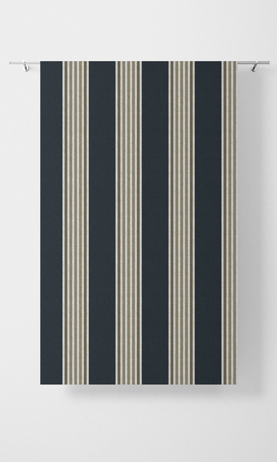 Modern Striped Home Textile Fabric Material By the Metre (Navy Blue/ Brown)