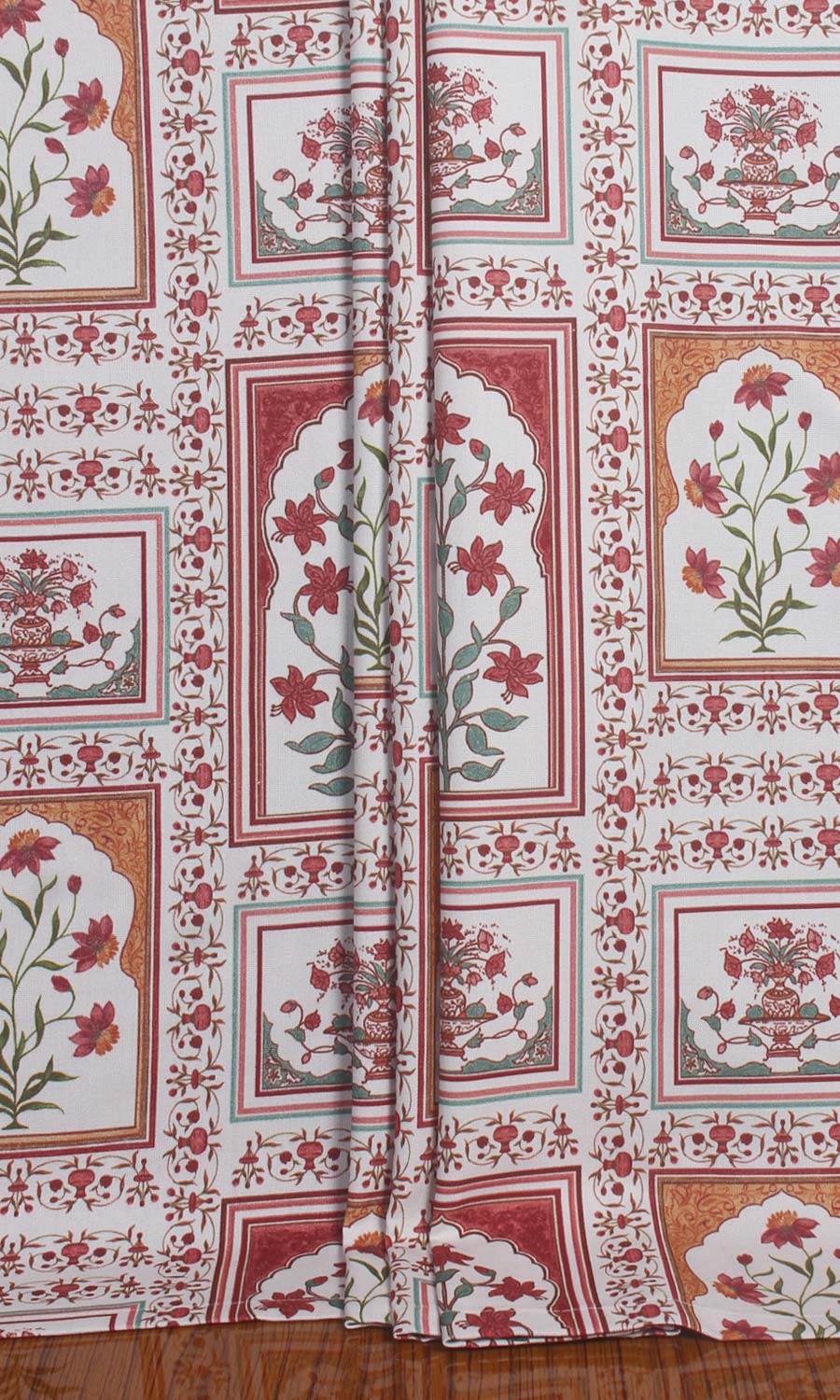 Floral Cotton Window Treatments Fabric By the Metre (Red/ Orange)