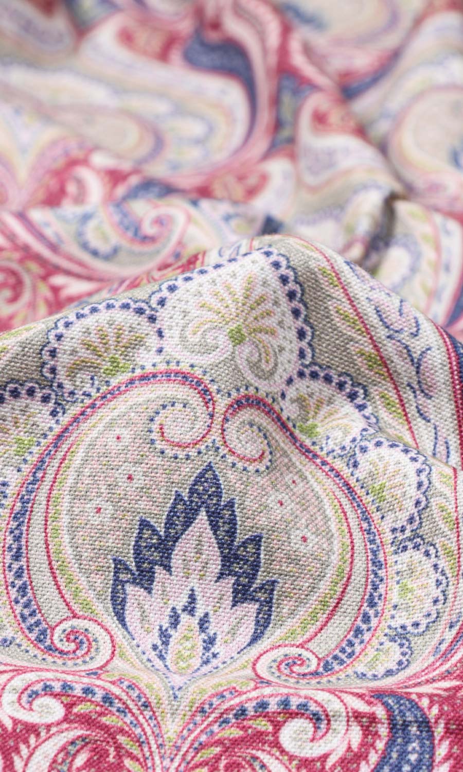 Floral Damask Flat, Plain, Fake, Faux, European Relaxed Roman Blinds (Red/ Blue)