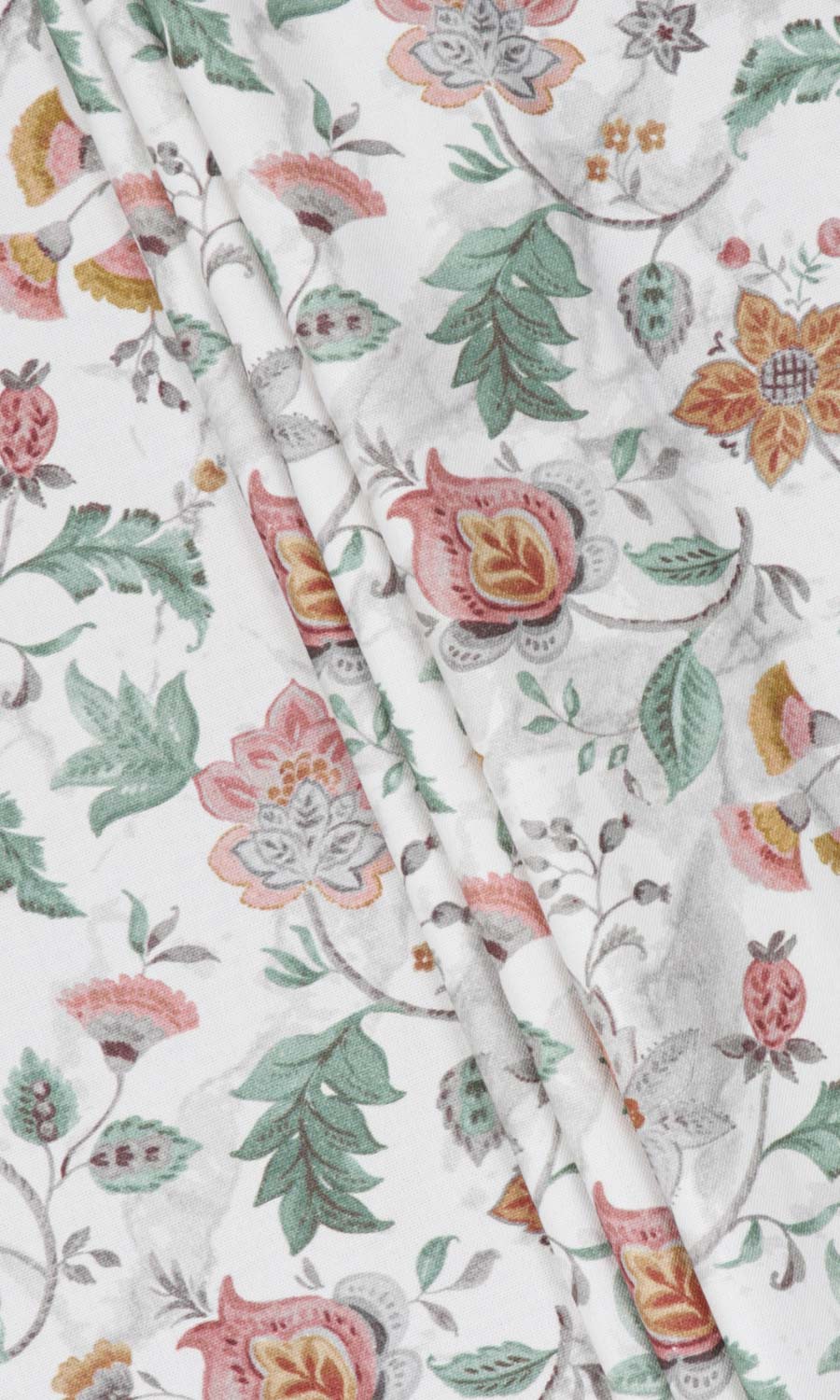Floral Cotton Fabric By the Metre for Roman Blinds & Shades (Red/ Pink/ Green)