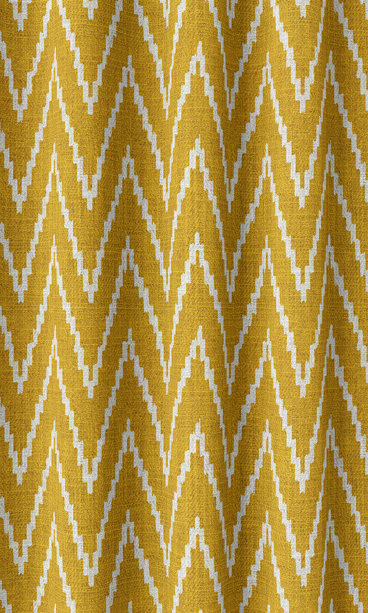 Chevron Print Home Décor Fabric By the Metre (Deep Yellow/ White)