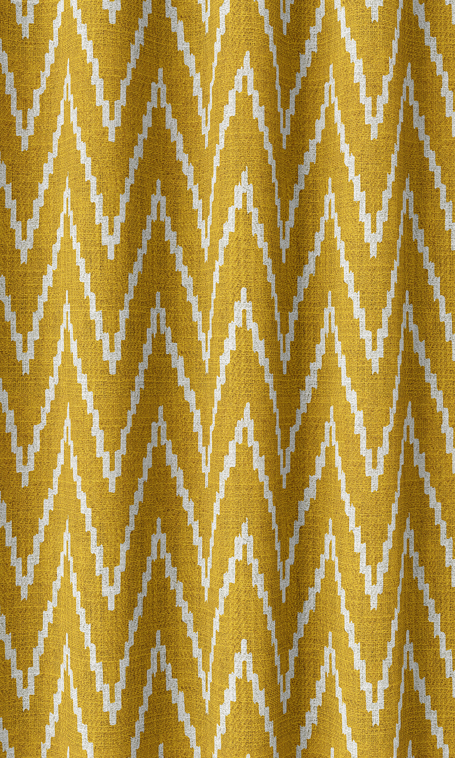 Chevron Print Home Décor Fabric By the Metre (Deep Yellow/ White)