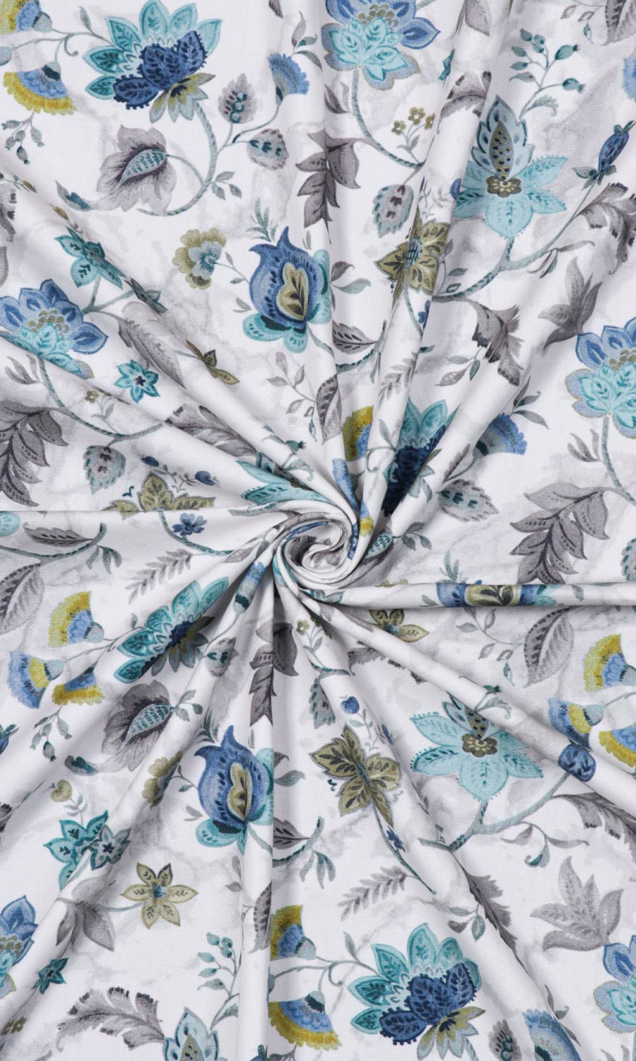 Floral Cotton Flat, Plain, Fake, Faux, European Relaxed Roman Blinds (Grey/ Blue)