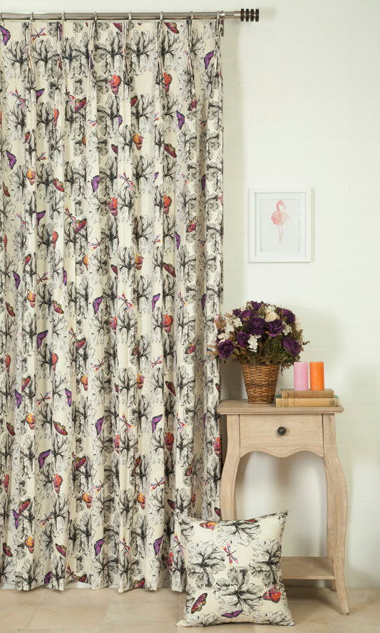 Butterfly Print Cotton Blinds (Pink/ Purple)