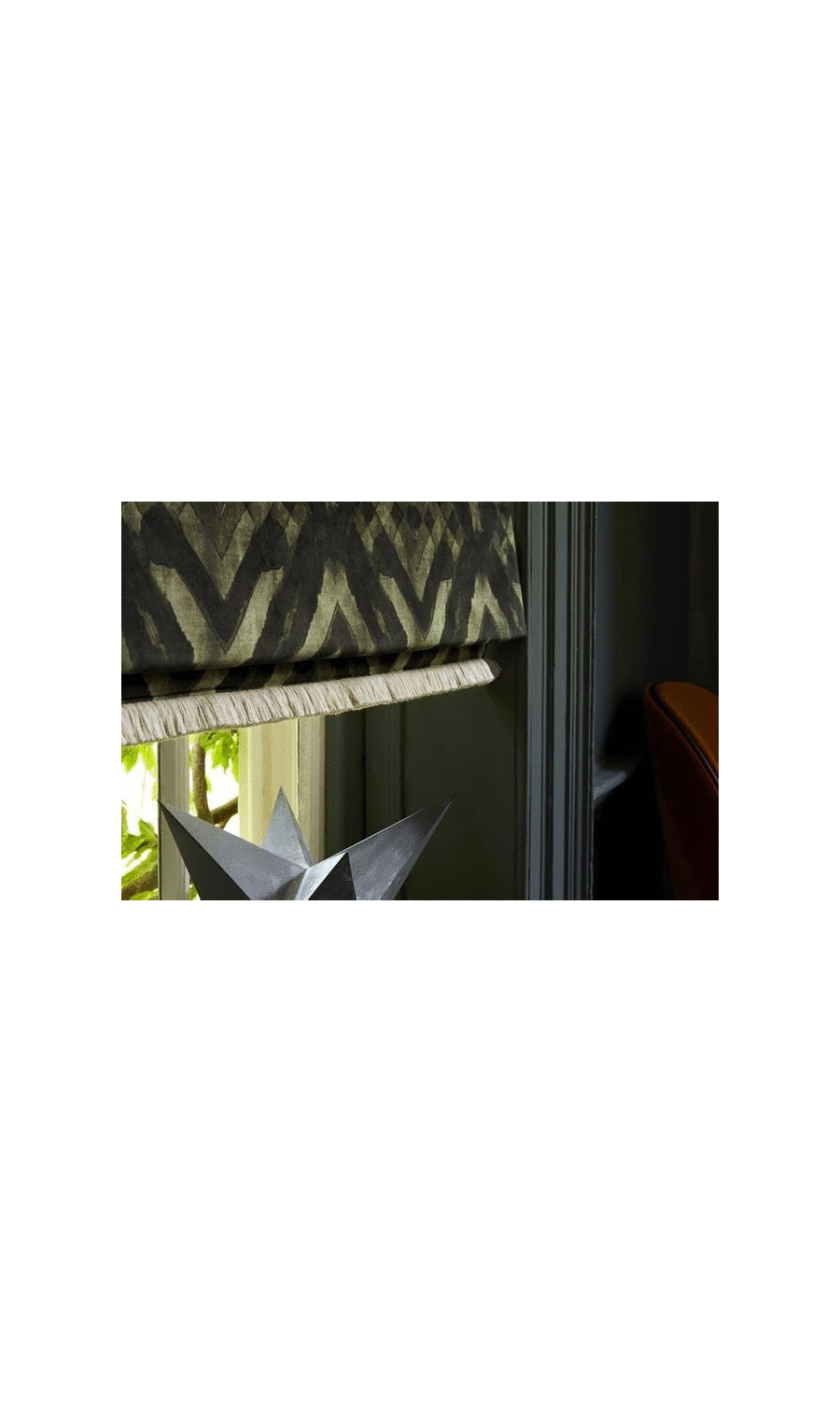Brush fringe trim roman blinds