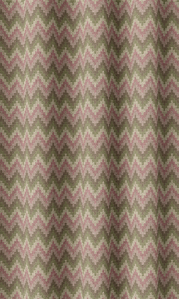Chevron Patterned Home Textile Fabric Material By the Metre (Pink/ Green)