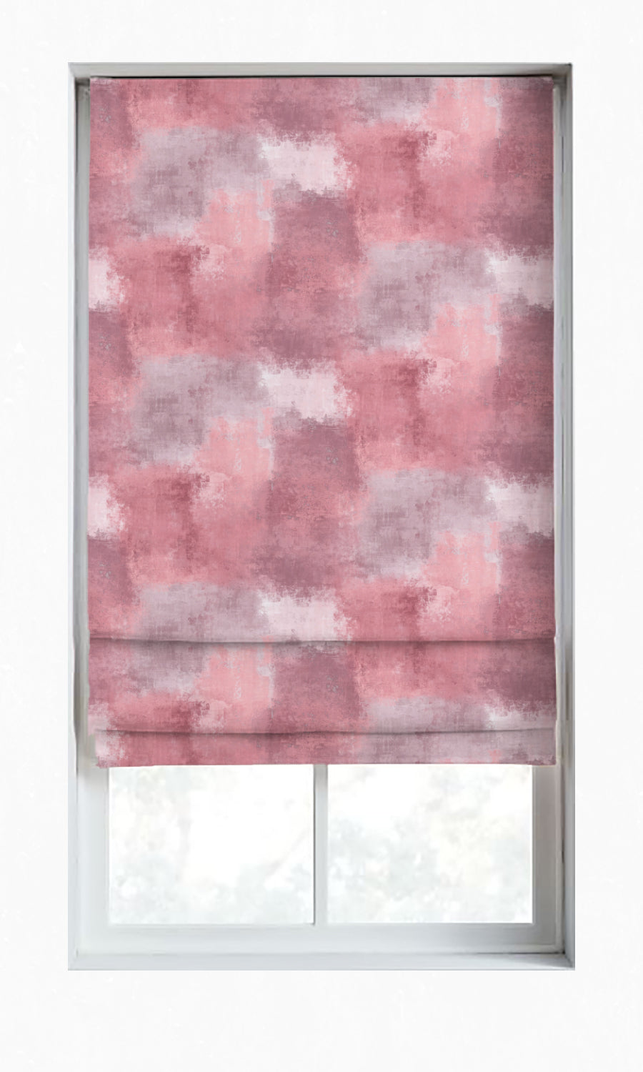 Dimout Fabric Blinds (Pink/ Ivory-Beige) for Living, Bedroom, Kitchen, Bathroom