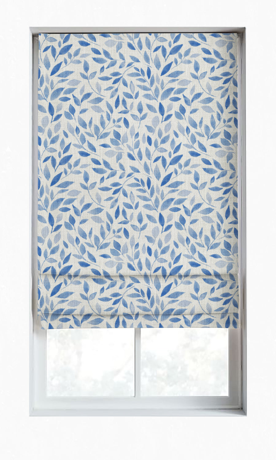 Botanical Print Window Treatments Fabric Sample (Eggshell White/ Blue)