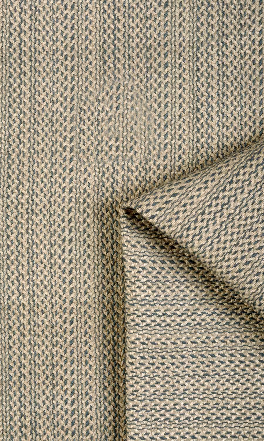 Cotton Window Treatments Fabric Sample (Blue/ Beige)