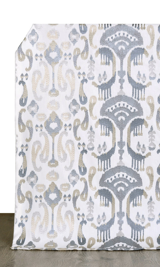 Ikat Print Home Décor Fabric By the Metre (Gray/ Beige/ White)