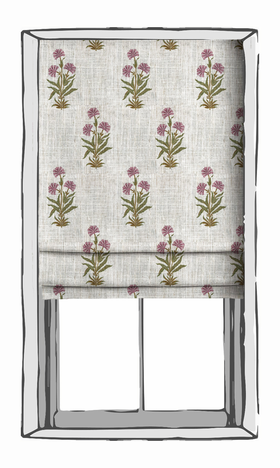 Floral Window Treatments Fabric Sample (White/ Pink/ Green)