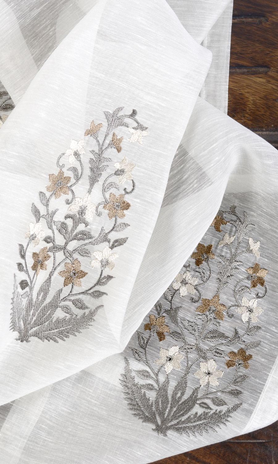 Floral Sheer Made-to-Measure Roman Blinds (White/ Grey/ Brown)