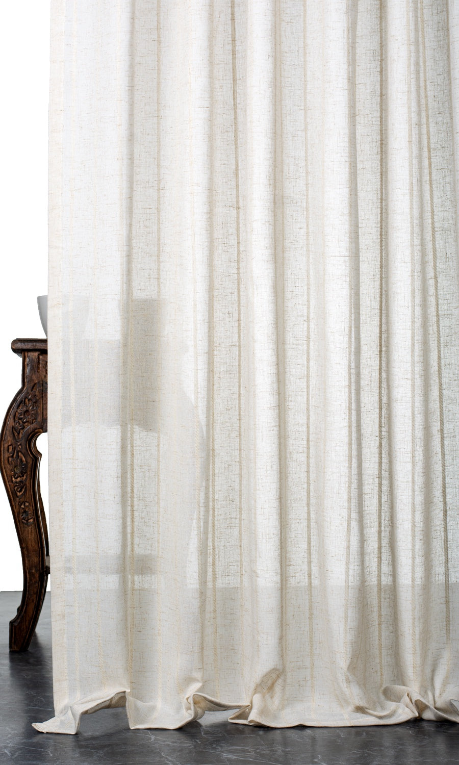 Striped Sheer Window Treatments Fabric By the Metre (Cream/ Ivory)