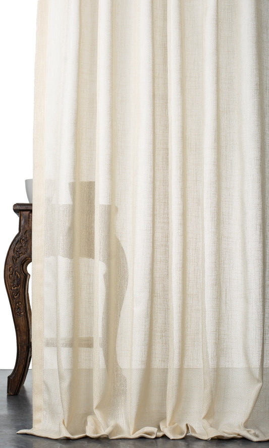 Plain Sheer Home Décor Fabric Sample (Pale Beige/ Warm Ivory)