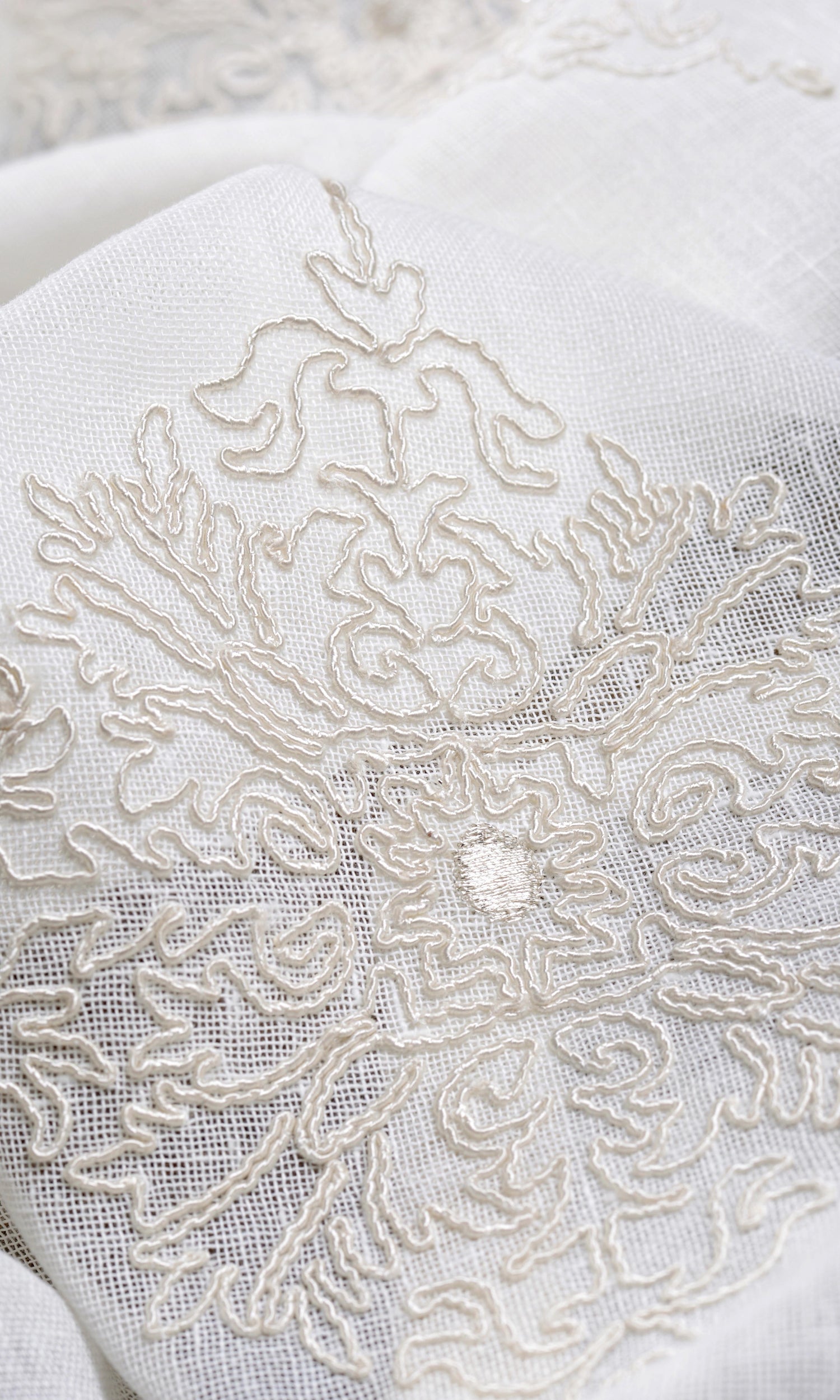 Sheer Floral Embroidered Shades (White/ Cream) Extra Long Short Wide
