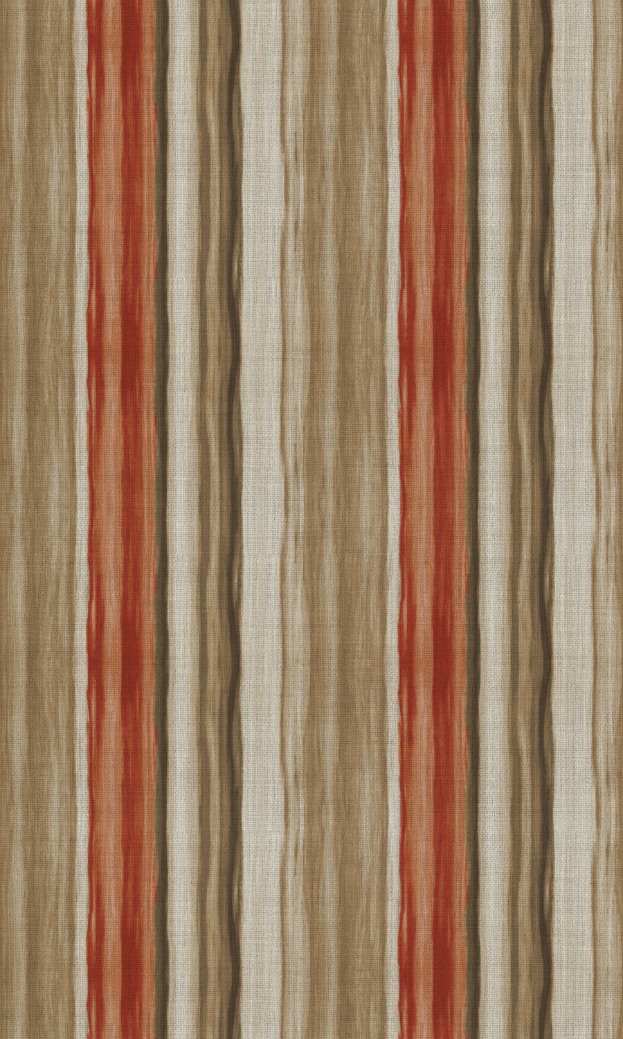 Watercolor Effect Striped Fabric Material By the Metre (Red/ Brown)