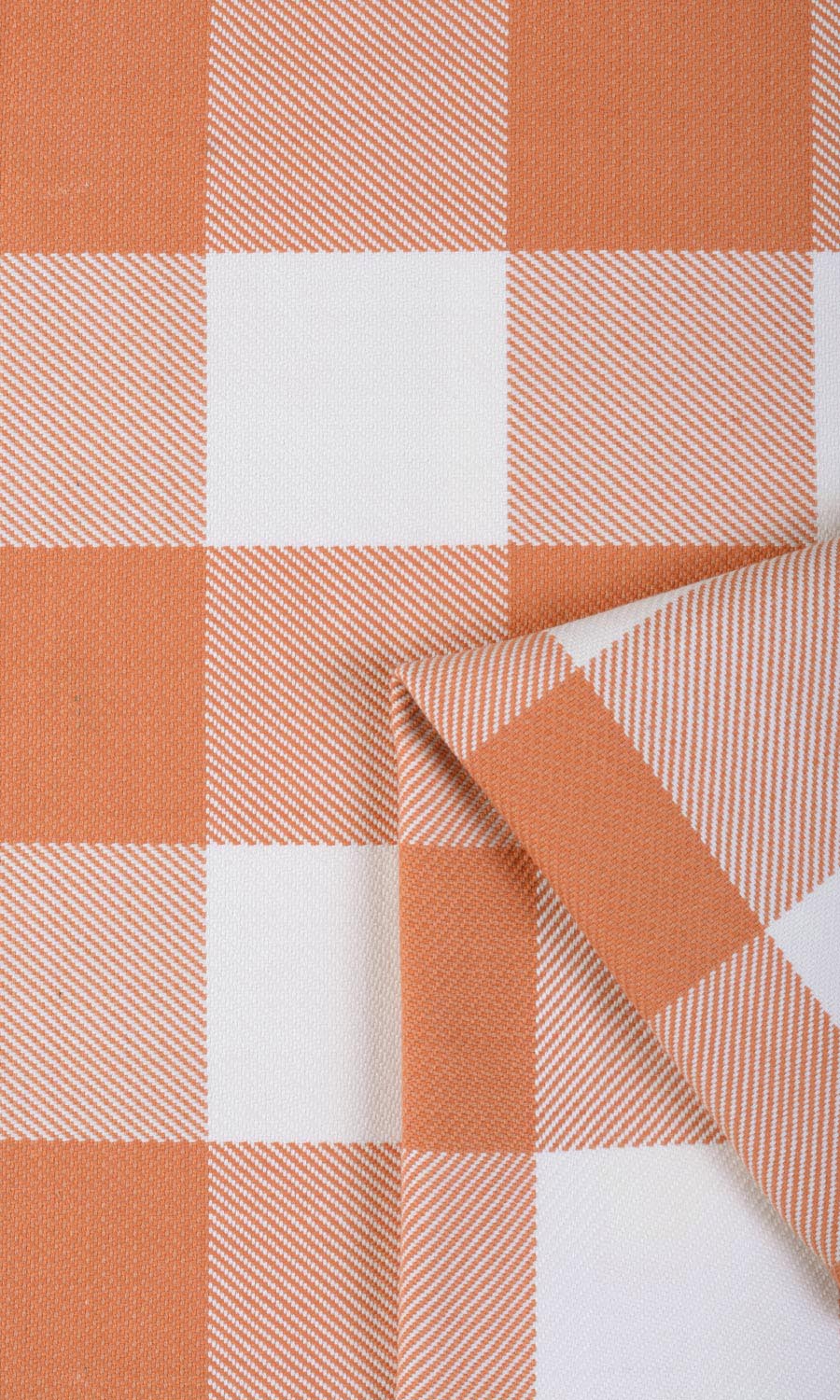 Buffalo Check Home Textile Fabric Material By the Metre (Melon Orange/ White)