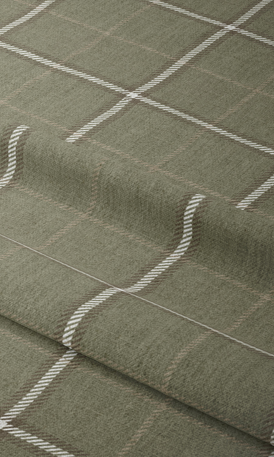 Check Patterned Window Treatments Fabric By the Metre (Olive Green)