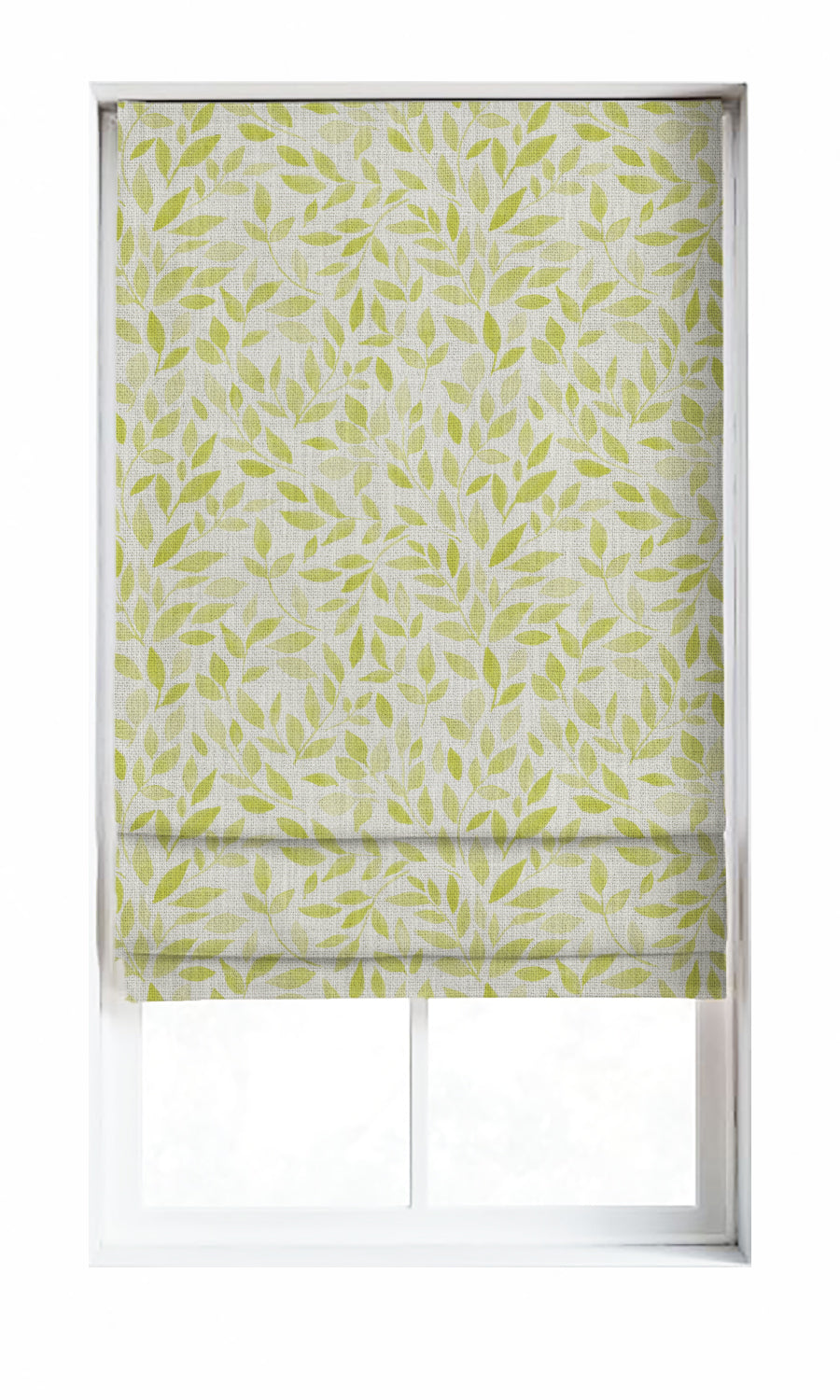 Botanical Print Blinds (White/ Green) for Living, Bedroom, Kitchen, Bathroom