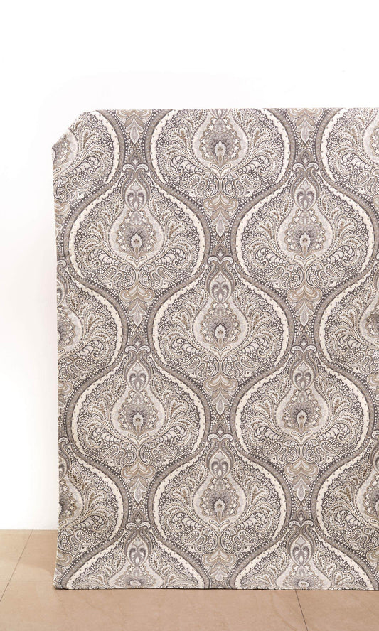 Damask Home Décor Fabric Sample (Gray/ Beige/ Charcoal)
