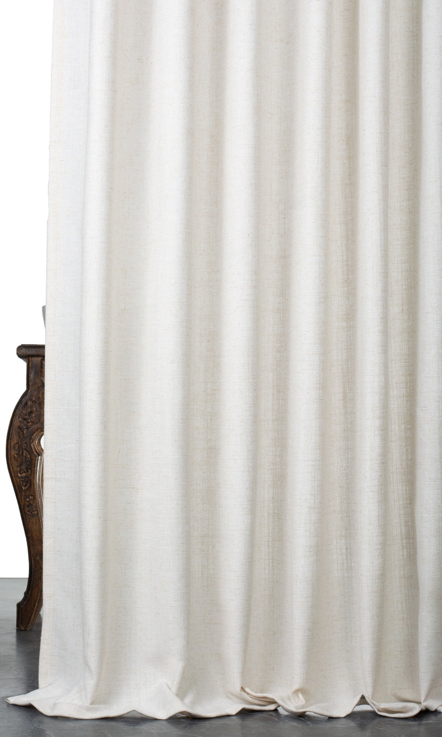 Plain Linen Blend Window Treatments Fabric Sample (Cream/ Ivory)