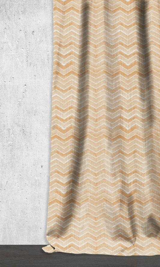 Chevron Print Home Décor Fabric By the Metre (Orange/ Brown)