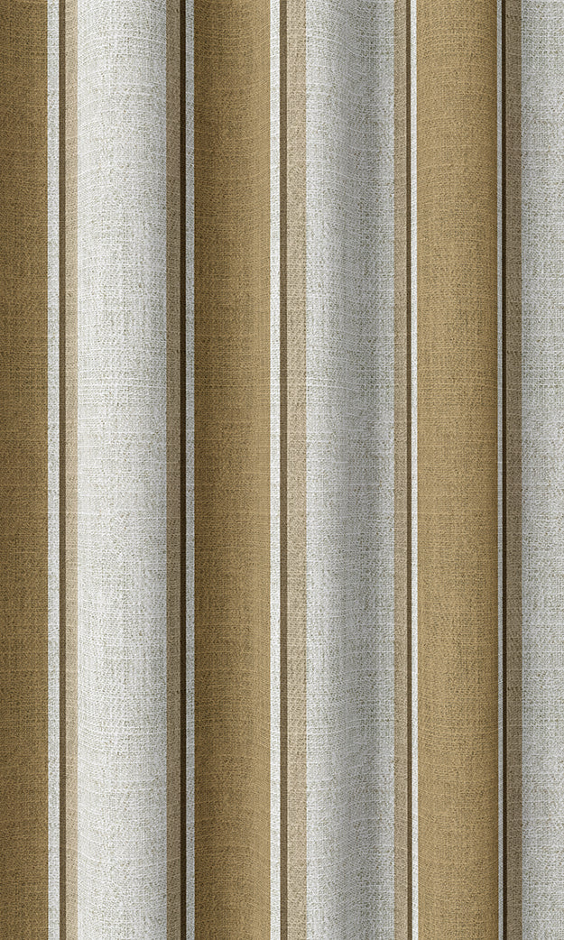 Striped Home Textile Fabric Material By the Metre (Ochre Yellow/ White/ Brown)