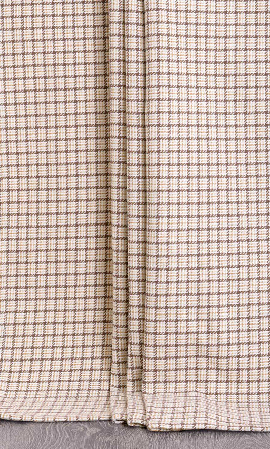 Check Cotton Home Décor Fabric Sample (Brown/ Mocha/ Cream)