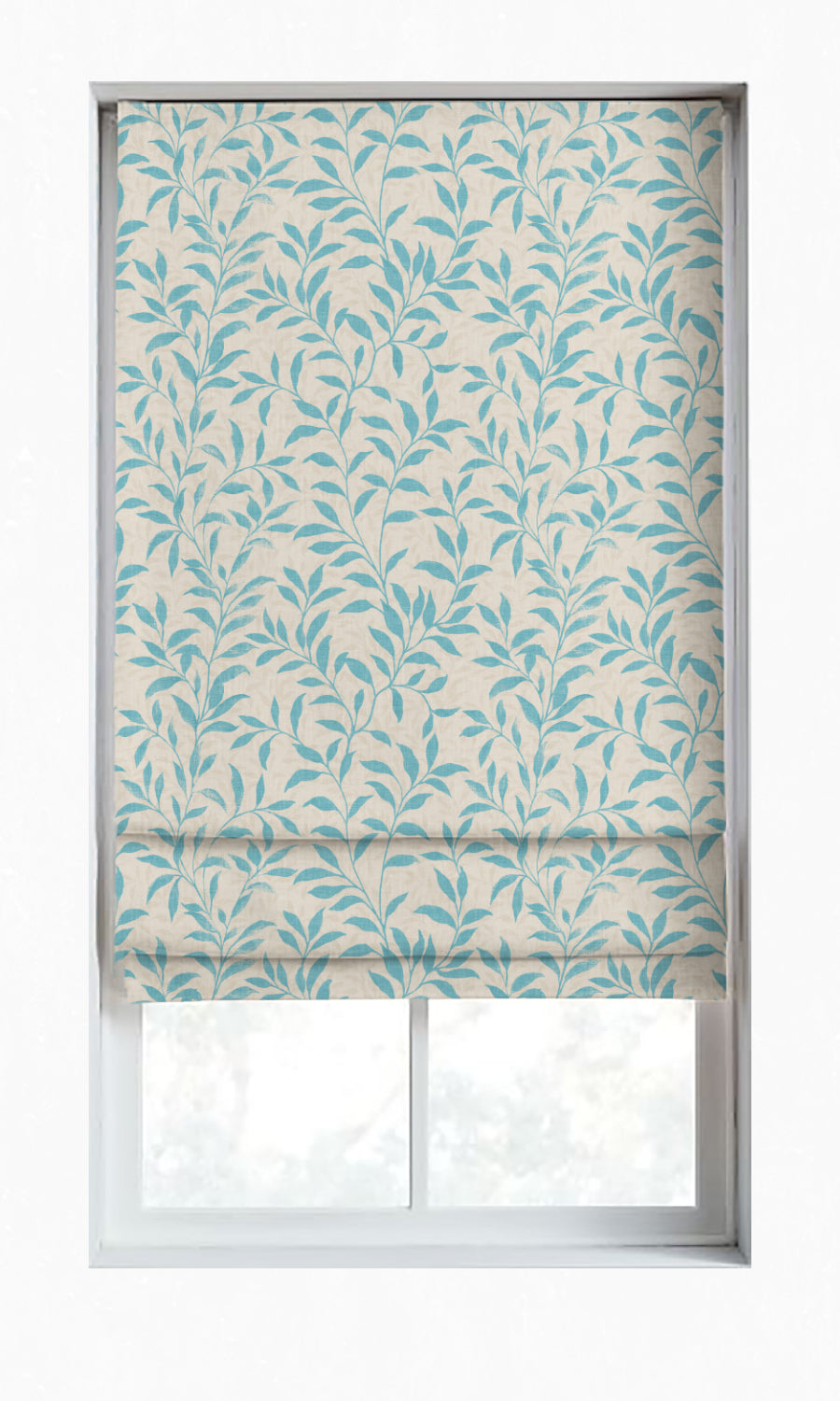 Floral Dimout Shades (Blue/ Ivory) for Living, Bedroom, Kitchen, Bathroom