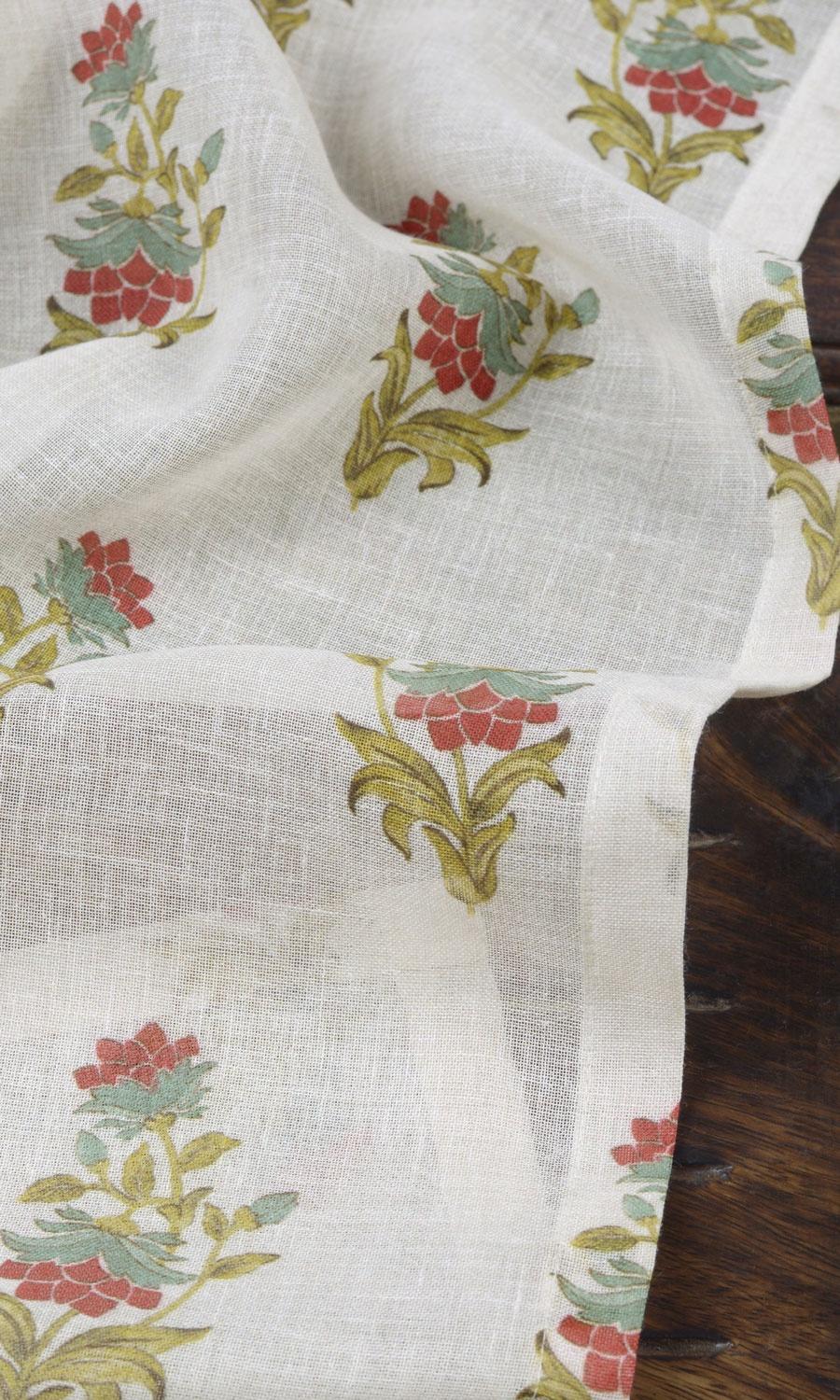 Sheer Floral Roman Blinds & Window Shades (Cream/ Red/ Blue)