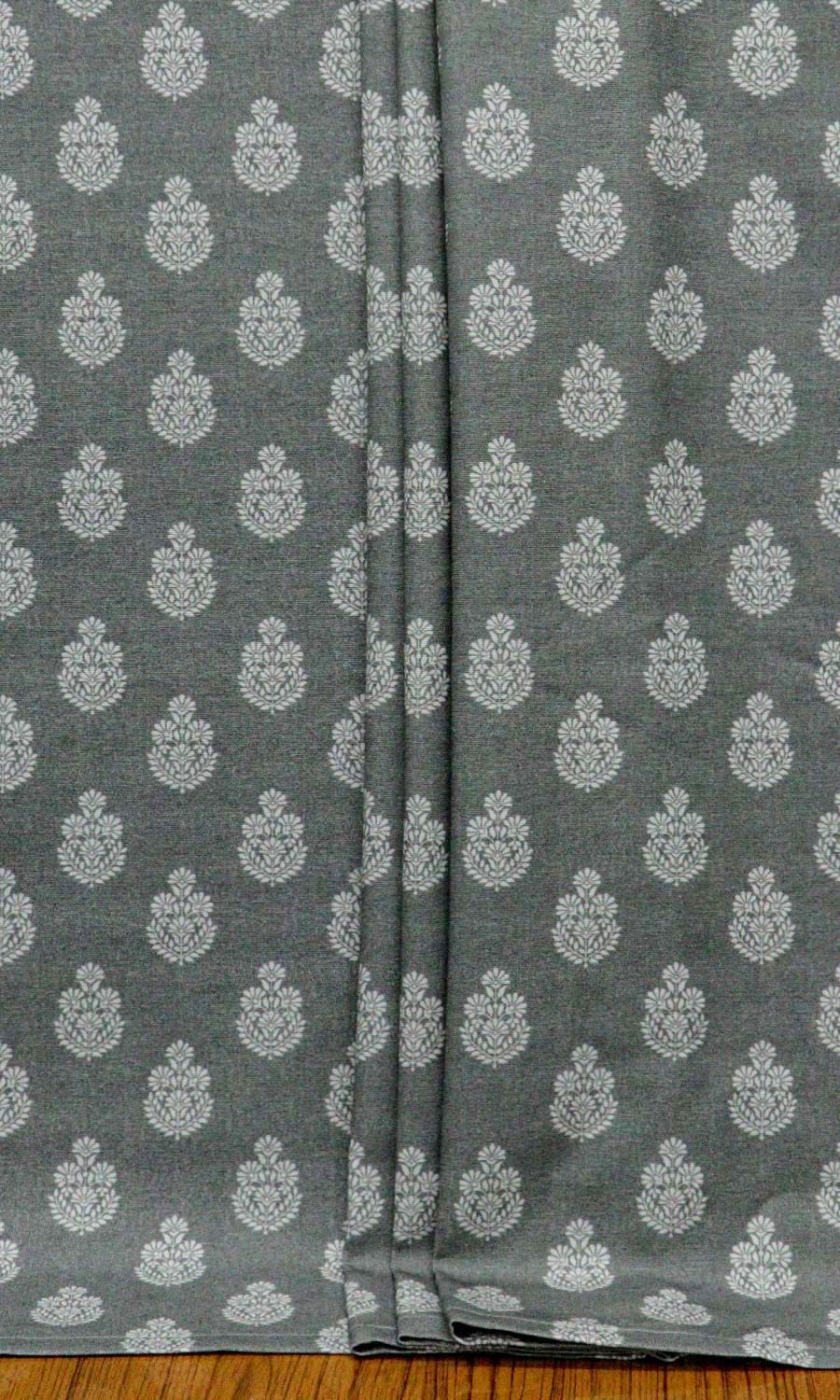 Floral Cotton Home Textile Fabric Material By the Metre (Grey/ Black)
