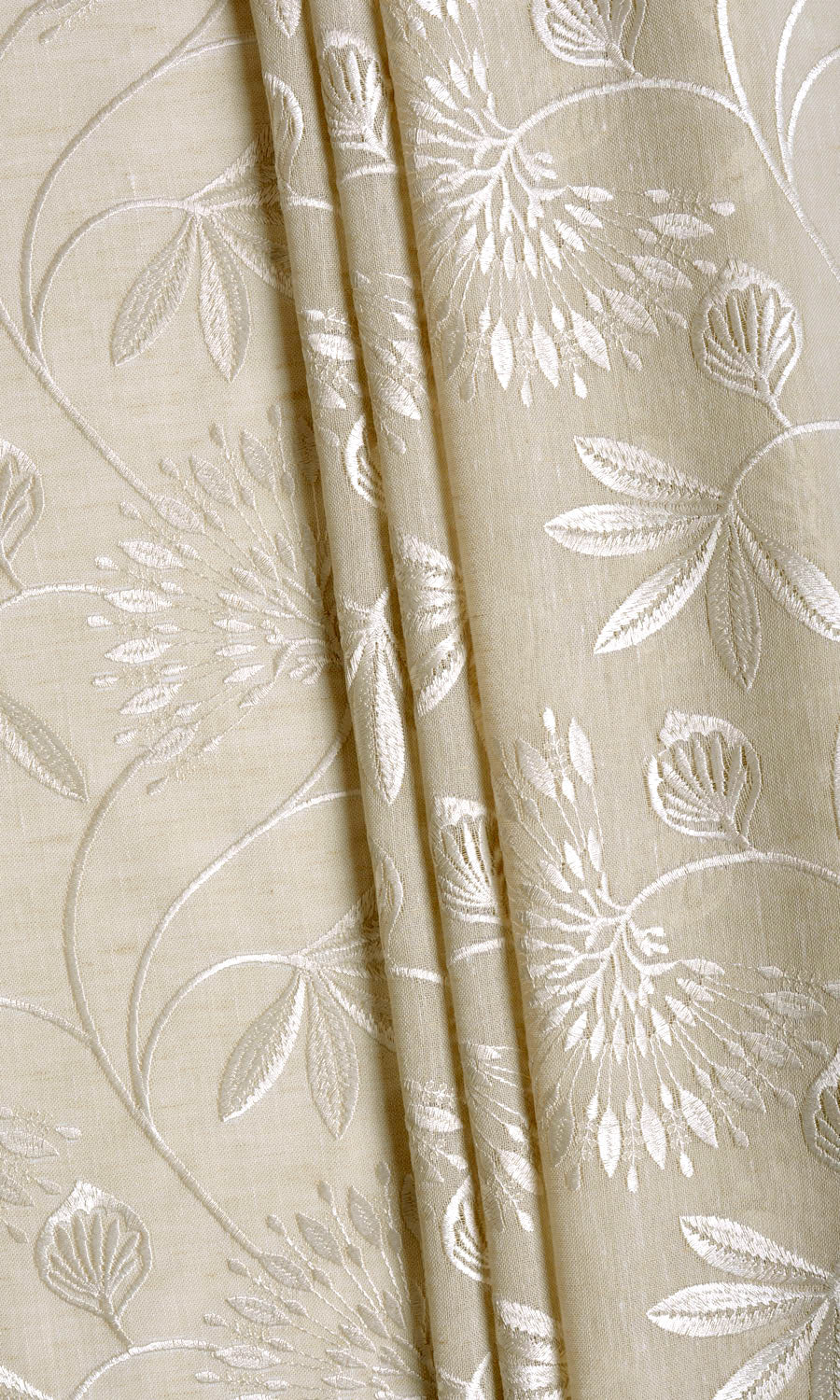 Floral Semi Sheer Flat, Plain, Fake, Faux, European Relaxed Roman Blinds (Wheat Beige/ White)